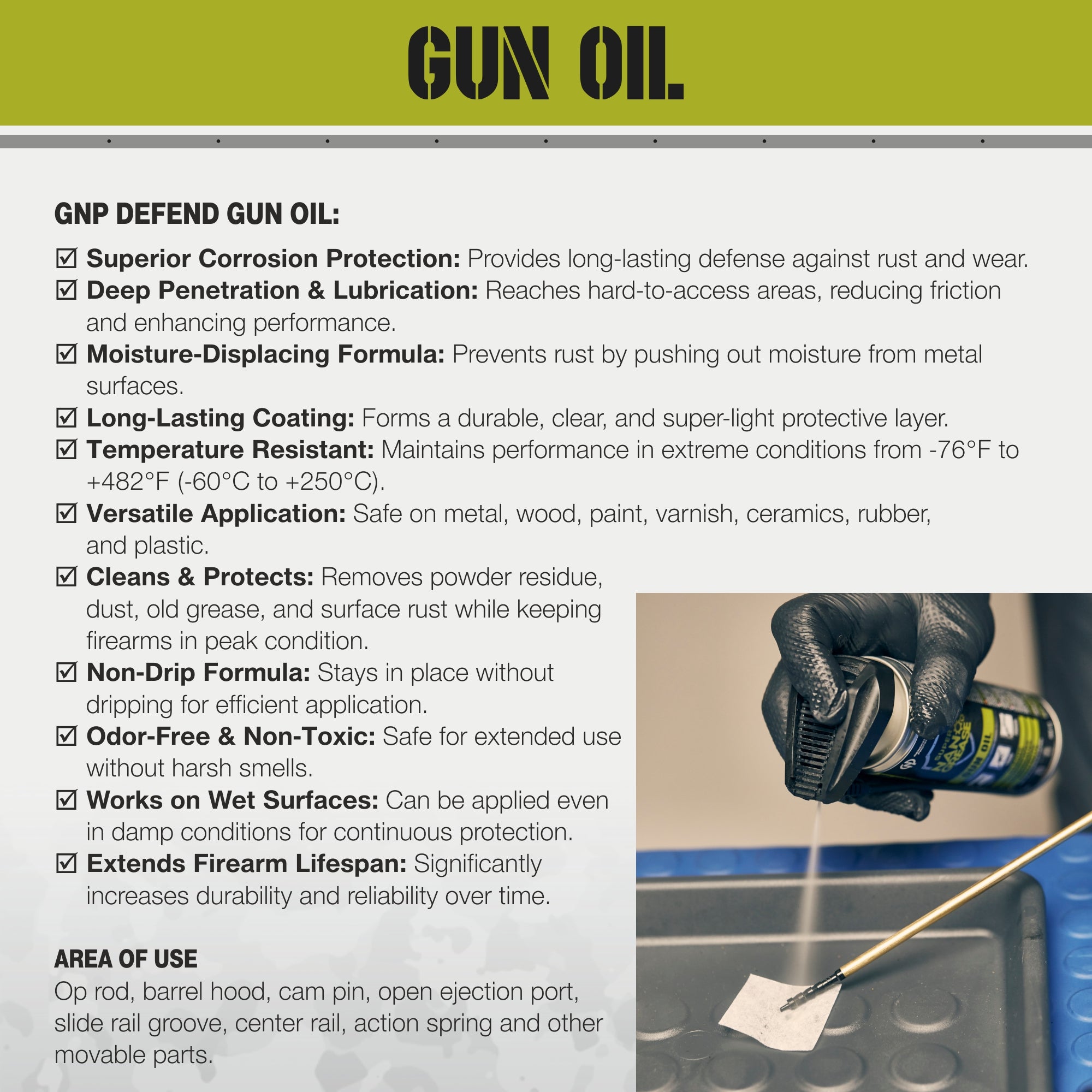 GNP Defend Gun Oil – CLP Cleaner Lubricant Protectant | Odorless, Biodegradable, NATO-Approved Corrosion Shield
